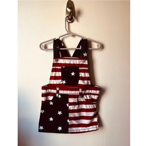 Star & Stripe Overalls Dress - Red, White & Blue